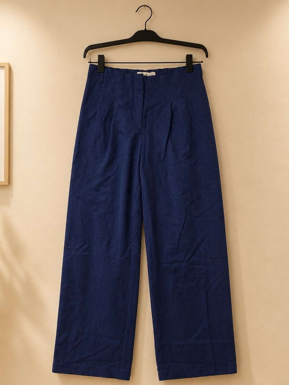 MNG Mango Women's Blue Wide Leg High Rise Dress Pants Size US 4 EUR 36 Pleated